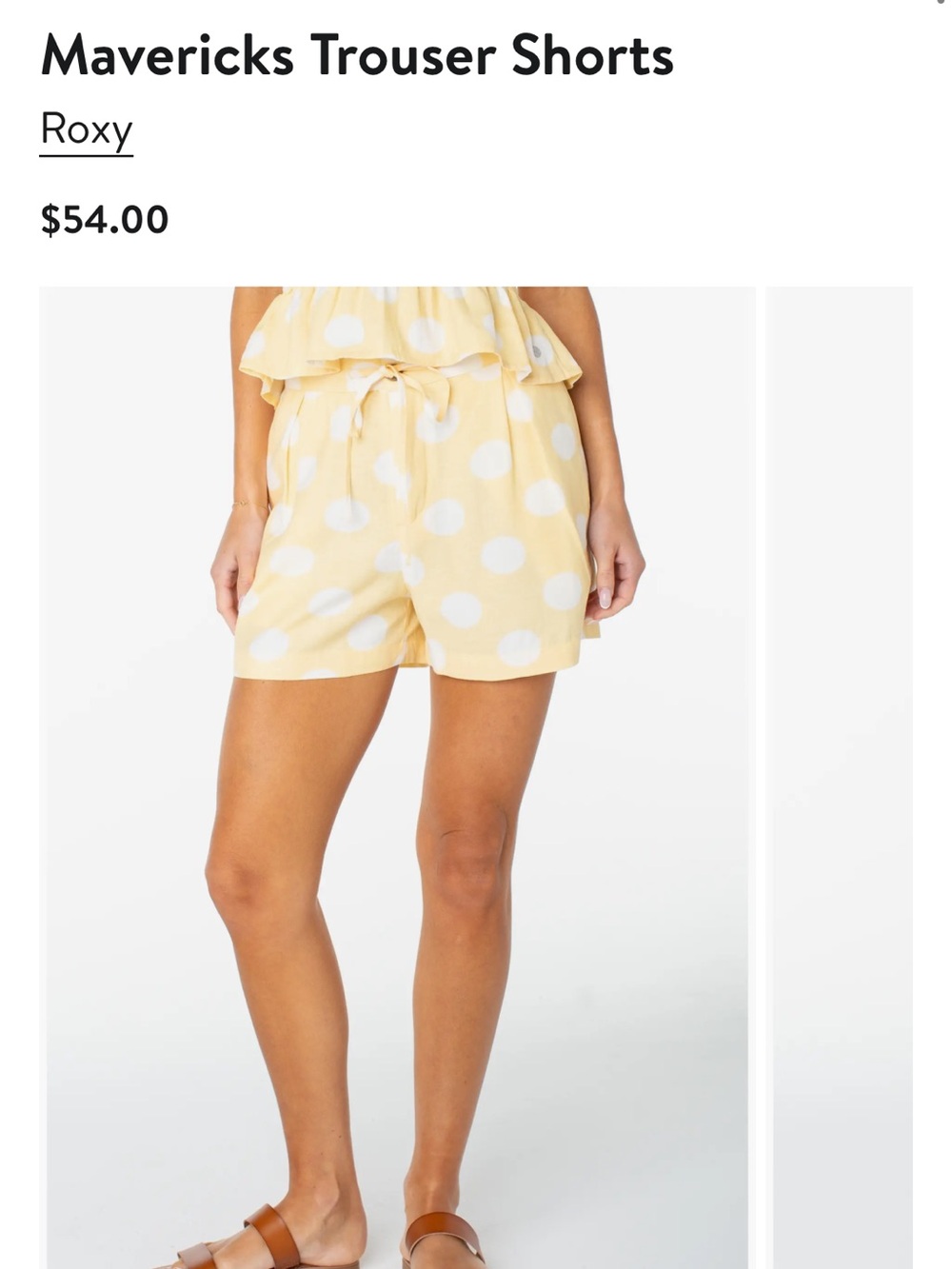 NWOT Roxy Yellow and White Polka Dot High Waist Shorts